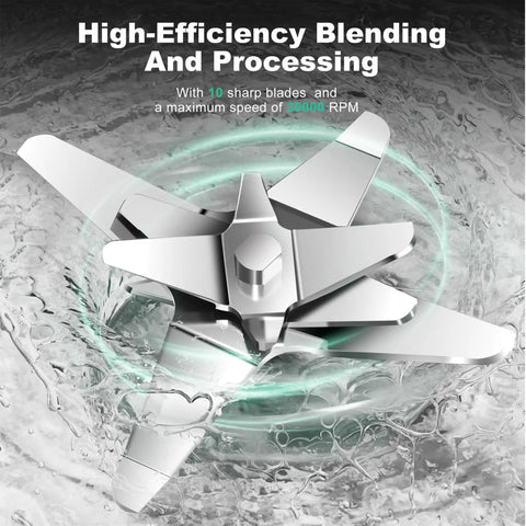 Next Level 40oz Nut Milk Maker Blender Two Pack blades in action, showcasing 10 sharp blades for high-efficiency blending.