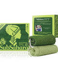Authentic African Net Sponge 2 Pack Exfoliating Bath And Shower Loofah Sponge For Body And Face shown with packaging