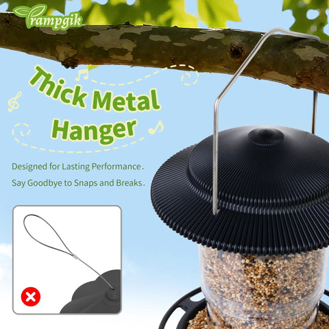 Retractable Outdoor Bird Feeder Set With Metal Hanger No Tools Needed Easy Snap Lock Install Durable Black Finish Weather Resistant Pack Of 2