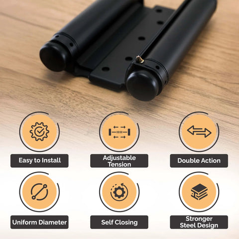 Adjustable Double Action Spring Hinge For Saloon And Cafe Doors Self Closing Dual Swing Door Hardware 6 Inch Matte Black Finish