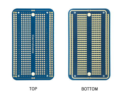 Prototype Board Breadboard Style PCB Solder Board For DIY Electronic Projects Compatible With Arduino Nano Pro Mini NodeMCU And Other MCUs Gold Plated Finish Prevents Oxidation top and bottom view