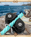Two Pack Cam Cleat Set With Wire Flaired Leading Ring, 316 Stainless Steel, Fits 3mm To 15mm Rope, Quick Rope Threading