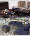 Navy Blue Outdoor Ottoman Cushions 2 Pack 23 Inch By 19 Inch By 3 Inch Waterproof Fade Resistant Removable Patio Cushions
