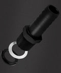 Two Pack 1 Inch PVC Bulkhead Fittings With Rubber Seals And Lock Nuts, Durable Water Tank Connector Adapters, Black, close-up view