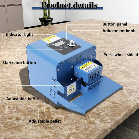 Automatic Heat Sealer Machine For Plastic Bags With Temperature Control And Continuous Roller Sealing, 80W Power Delivers Lightning Fast Seals With Wide Width, Perfect For Cookies, Small Shops, And Home Kitchens, close-up with labeled parts on a countertop.
