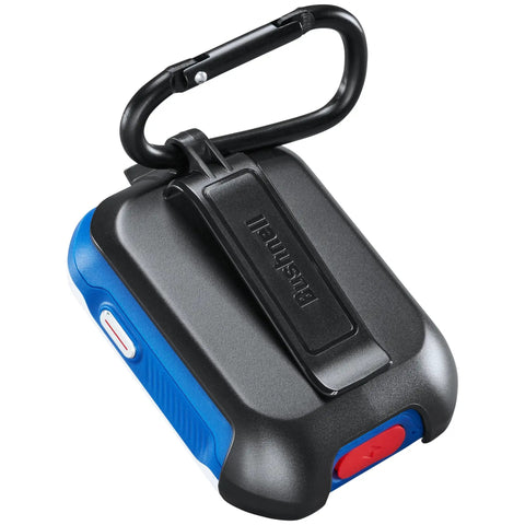 Slick Touchscreen Golf GPS Rangefinder With Slope Adjusted Distances And Smart Course Tracking, magnetic mount with blue and red grip.