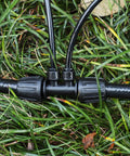10 Pack Reducing Tee Connectors For Drip Irrigation Five Sixteenths To One Quarter Inch splitter in garden setup