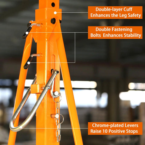 Close-up of Adjustable Gantry Crane With Trolley And Hoist Heavy Duty 2000 Lbs Capacity leg features