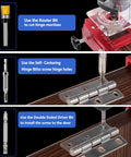 Pro Grade Aluminum Door Hinge Jig Kit For Router Use Adjustable Mortise Template with router, drill bit, and hinge on door