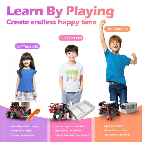 8 In 1 Electric Monster Truck Building Kit For Kids Ages 6 To 12 With 240 Pieces And Motor, DIY STEM Construction Toy Set for 6-10+