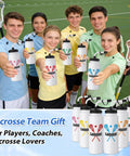 Group holding 6 Pack Lacrosse Water Bottles With Extra Long Straws And Caps 1 Liter BPA Free Reusable Hydration Bottles