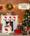 Christmas stockings hanging on a fireplace using 1 Inch Screw In Cup Hooks Set Black Metal 100 Pieces Heavy Duty Steel With Rust Resistant Finish Smooth Edges