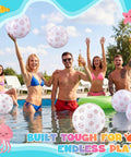 Adults playing with 12 Pack Inflatable Baseball Beach Balls, 16 Inch Large Bouncy Pool Balls For Adults at a pool party