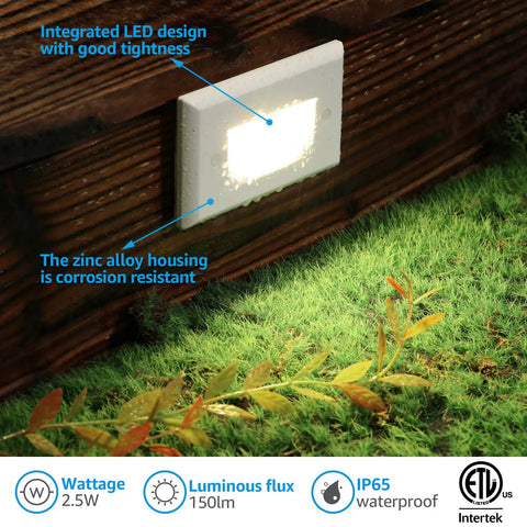 3CCT Dimmable LED Stair Lights for Indoor Outdoor Use 120-277V, white light illuminating wooden stair, IP65 waterproof