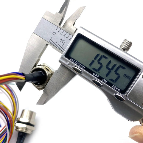 Calipers measuring M12 8 Pin A Code Female Connector Cable Plug And Play Ready IP67 Waterproof Back Mount Unshielded Socket
