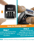 How to change the date on the Top Shelf Self Inking Date Stamp For Office Desk with step-by-step instructions.