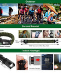 Outdoor activities showcasing Dope 28 In 1 Survival Kit For Outdoor Lovers It Does It All Emergency Gear, including bracelet and flashlight