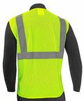 Kickass High Visibility Safety Vest Featuring Rock Solid Five Point Breakaway System Top Shelf Reflective Dry Mesh For Tough Job Sites No Sweat Adjustable Fit Road Crews SM back view with reflective stripes
