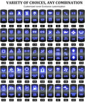 Multiple rocker switches with laser etched ON OFF patterns from 6 Pack DIY Rocker Switch Kit With Laser Etched ON OFF Patterns SPST DPDT 5 Pin 7 Pin 12V 24V Toggle Switches Jumper Wires For Marine Boats Cars Trucks Off Road RV UTV Customizable Panel