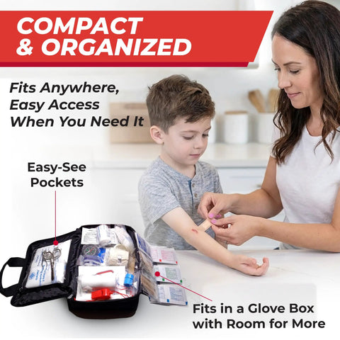 300 Piece First Aid Kit With 40 Essential Items For Home Car Travel Office And Camping In A Durable Compact Carry Bag Ready To Go Emergency Medical Kit