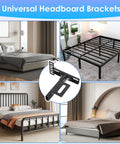 Built Tough Adjustable Headboard Brackets For Metal Bed Frames With Full Hardware Kit And Leg Extenders For No Sweat Setup and Rock Solid Grip You Truly Need shown with various bed frames.