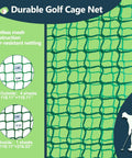 Beefy Backyard Golf Practice Net Cage With 10X10X10 Ft Metal Frame highlighting durable knotless mesh and tear-resistant netting.