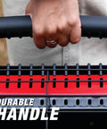 Close-up of a hand holding the durable handle of the 18,000 BTU Radiant Heater For Indoor And Outdoor Use Heats Up To About 400 Sq Ft With Three Heat Settings Low Medium High Portable Big Buddy Style Heater.