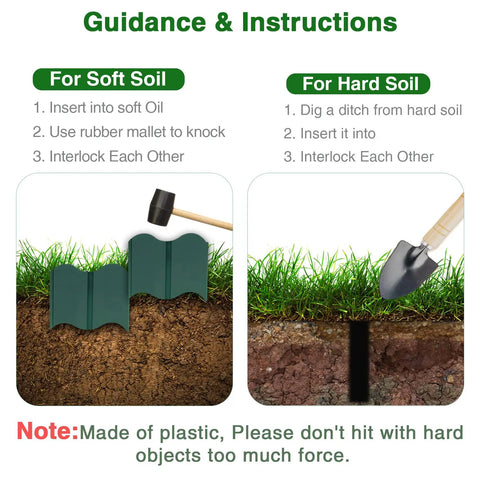 Guidance on installing 20 Pack Garden Edging Border Set With Interlocking 5.3 Inch Tall Flexible Plastic Borders For Lawn And Flower Beds 10.5 Feet Total Length No Dig Required Easy Install For DIY Patio Walkway And Yard Border