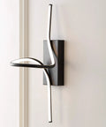 Nine Inch Black Sleek Modern Minimalist Integrated LED Vanity Light Sconce Dimmable Metal Wall Lamp For Bathroom Mirror.
