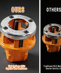 Heavy Duty Ratchet Pipe Threader Kit With Six NPT Dies One Quarter Inch Three Eighths Inch One Half Inch Three Quarters Inch One Inch And One And A Quarter Inch Threading Dies Durable 9SiCr Steel Tool For Galvanized Iron Copper And Aluminum Pipes comparison photo