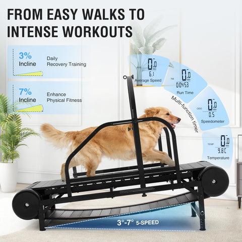 Dog Treadmill For Large And Medium Dogs With Adjustable Ramp Slatmill For Exercise Pedometer Tracking Indoor Home Use Up To 300 Pounds For A Healthy Active Pet Life