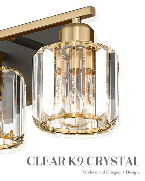 Crystal Vanity Lights 3 Light Bath Fixture With Polished Gold Finish For Over The Mirror Modern Luxury Bathroom Vanity Lighting With K9 Crystal Shine Delivers A Bright Warm Glow And Sleek Stylish Vibe