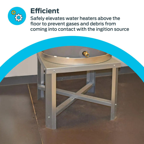 Water Heater Stand 24 Inch By 24 Inch 18 Inch High Elevation With 1200 Lb Load Capacity frame in a room environment