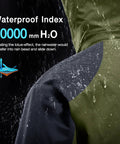 Mens Ski Snow Jacket Waterproof Winter Coat Windproof Warm Fleece Lined Hooded Parka Olive Green Size S with Waterproof Index 10000mm