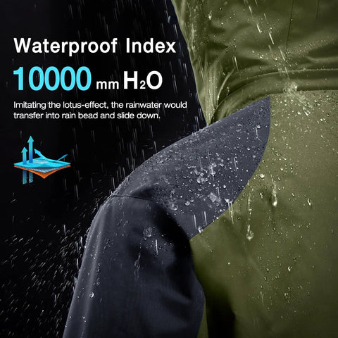 Mens Ski Snow Jacket Waterproof Winter Coat Windproof Warm Fleece Lined Hooded Parka Olive Green Size S with Waterproof Index 10000mm