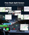 11 Inch AI CarPlay Screen With Gemini AI And Google Play Apps And Wireless Android Auto displaying split screen features in car
