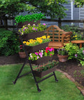 Five Tier Vertical Garden Planter With Wheels For Indoor Outdoor Use Level Grow Bed With Five Container Boxes