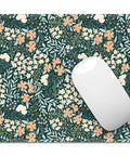 Cute Floral Mouse Pad With Stitched Edges, Non Slip Rubber Base, 9.25 By 7.75 Inch Desk Pad For Home Office, Washable