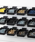 12 Pack Slatwall Bins With Hooks Organization Kit For Garage Workshop Slatwall Panels Durable Plastic Storage Bins filled with hardware