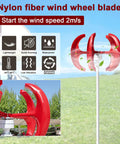 1000W Vertical Wind Turbine Kit With 12V 24V System, Low Noise Wind Power Generator with red nylon blades in a field