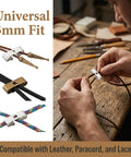 24 Piece Bolo Tie Clasp Kit With Rectangle Slide Clips For Jewelry Making Cord Slider Clasps And Accessories For DIY Western Bolo Tie Craft In Bronze And Platinum Finishes, showing compatibility with leather, paracord, and lace.