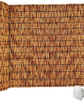 Privacy Screen Made Of Bamboo Reed Fencing For Patio And Backyard Hangout, showing rolled 4 feet high natural reed fence panels.