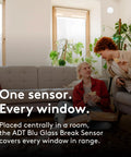 Wireless Glass Break Sensor Gonna Catch Window Shattering Up To 25 Ft Away Fast App Alerts Straight To Your Phone mounted in a modern room.