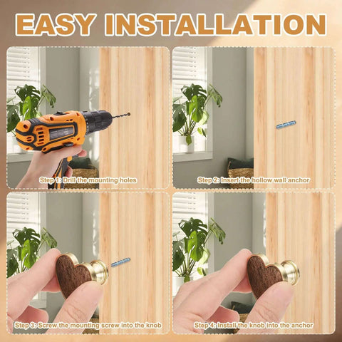 Easy installation steps for Swank Heart Shaped Zinc Alloy Drawer Knobs With Screws Included For Cabinets Cupboards And Dressers Hella Tough Yellow Pull Handles Heavy Duty Hardware Upgrade For Home Furniture Storage Projects 4 Pack.