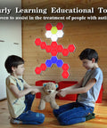 Children playing with Hexagonal Wall Light Kit With Modular Touch Sensing Panels Dope 10 Pack LED Geometric Wall Lamps for living rooms.