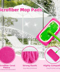Rose Pink Microfiber Mop Pad Refills Four Pack Reusable Washable for Easy Wet and Dry Floor Cleaning Fits Most Standard Mops Perfect