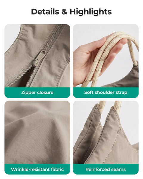Waterproof Beach Tote Bag For Women With Zipper Go To Sandproof Swim Pool Bag For Beach Travel And Gym, zipper and straps detail