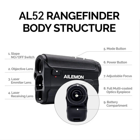 Golf Laser Rangefinder With Fast Focus High Precision 5 To 900 Yard Range Slope Mode Flagpole Lock Up To 250 Yards Continuous Scan