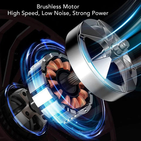 Hamwesh 18V Cordless Metal Shears With Brushless Motor, High Torque Electric Tin Snips showing brushless motor with copper coils.