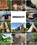 Various uses of Beefy Paracord Rope 550 Lb Strength 50 Ft 4 Mm Parachute Cord 7 Strand Core Desert Camo for outdoor versatility